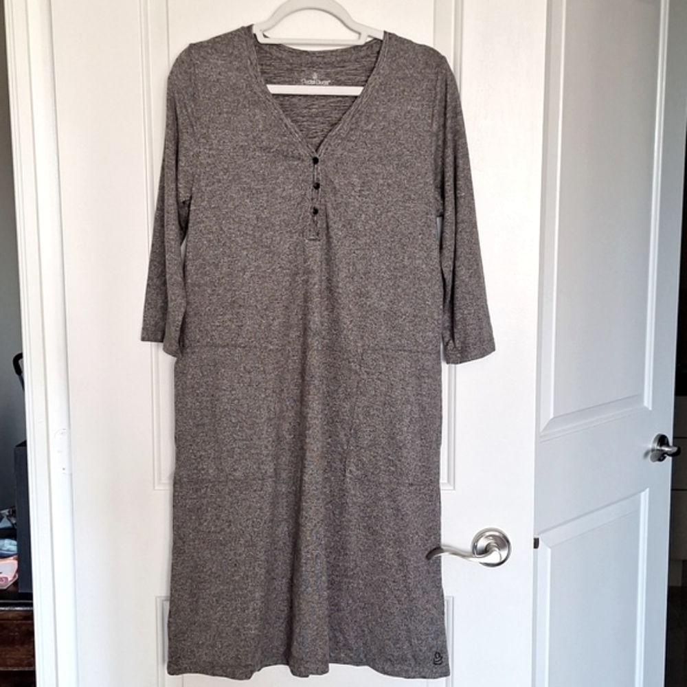 NEW CUDDL DUDS Seriously Soft Henley Lounge Dress with Pockets!